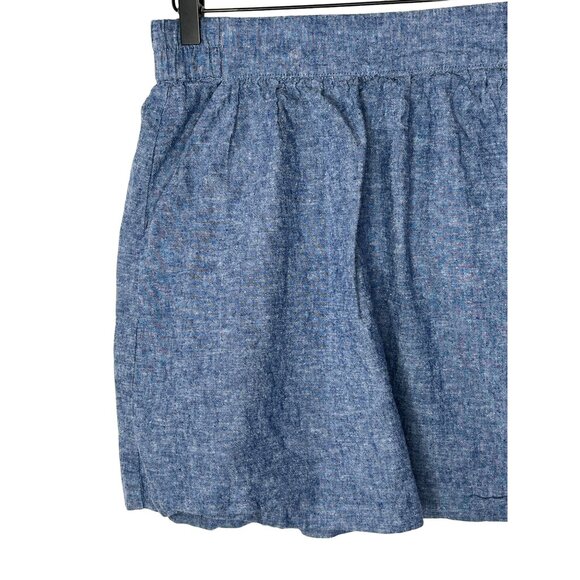 LOFT Outlet XS Blue Linen Blend Skirt A Line Pull On Mini Casual - Picture 3 of 12